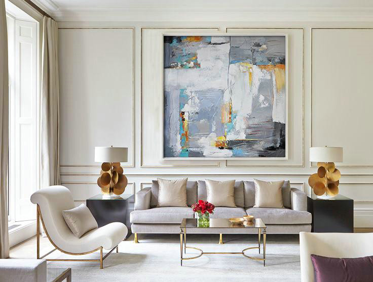 Hand Painted Extra Large Abstract Painting,Oversized Contemporary Art,Original Abstract Art Paintings,Violet Ash,White,White,Yellow.etc